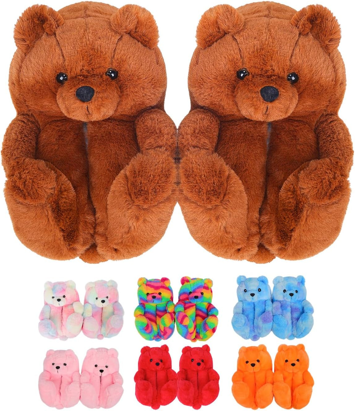 Women'S Plush Teddy Bear Slippers Home Indoor Soft Anti-Slip Cute Winter Warm Floor Shoes Slippers Cartoon