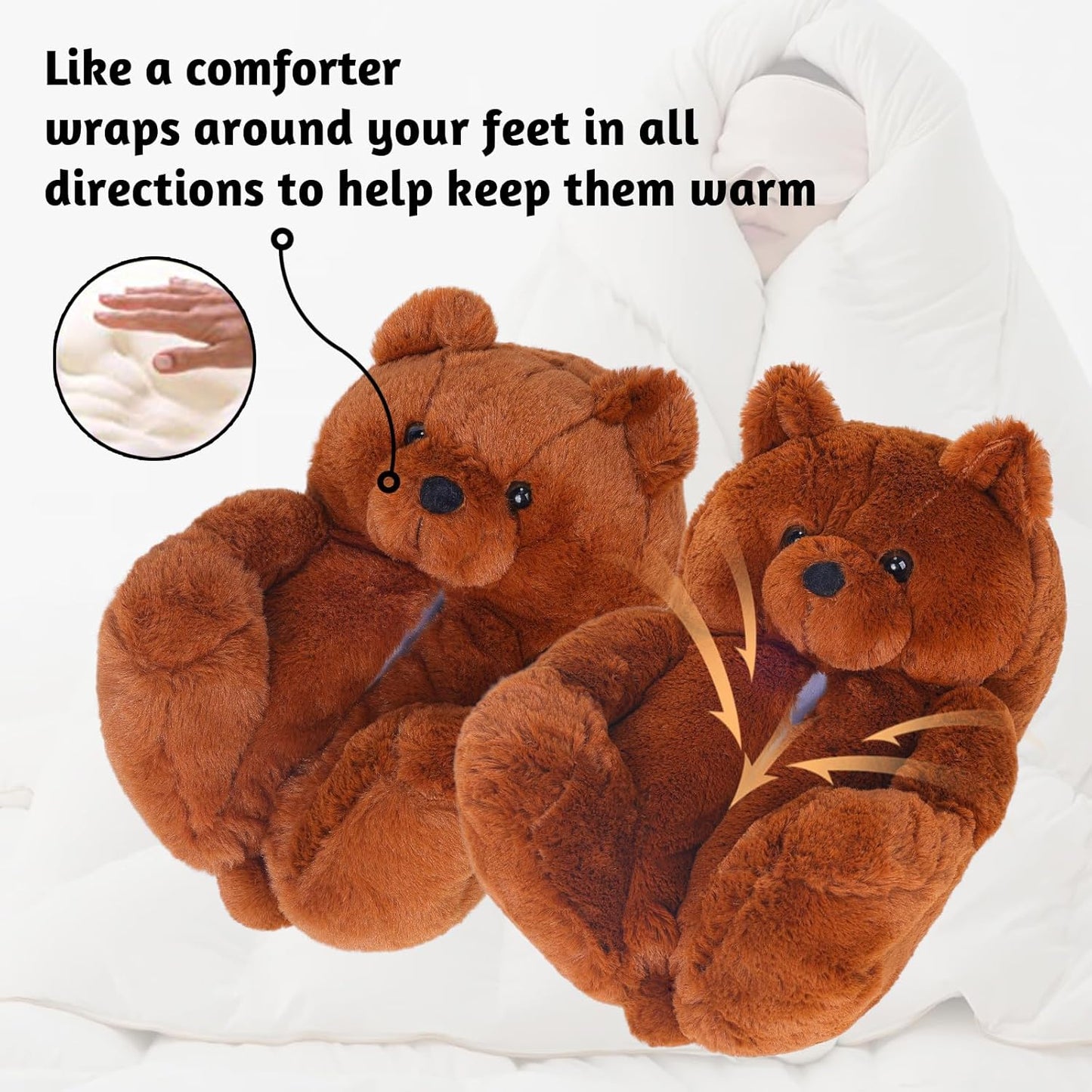 Women'S Plush Teddy Bear Slippers Home Indoor Soft Anti-Slip Cute Winter Warm Floor Shoes Slippers Cartoon