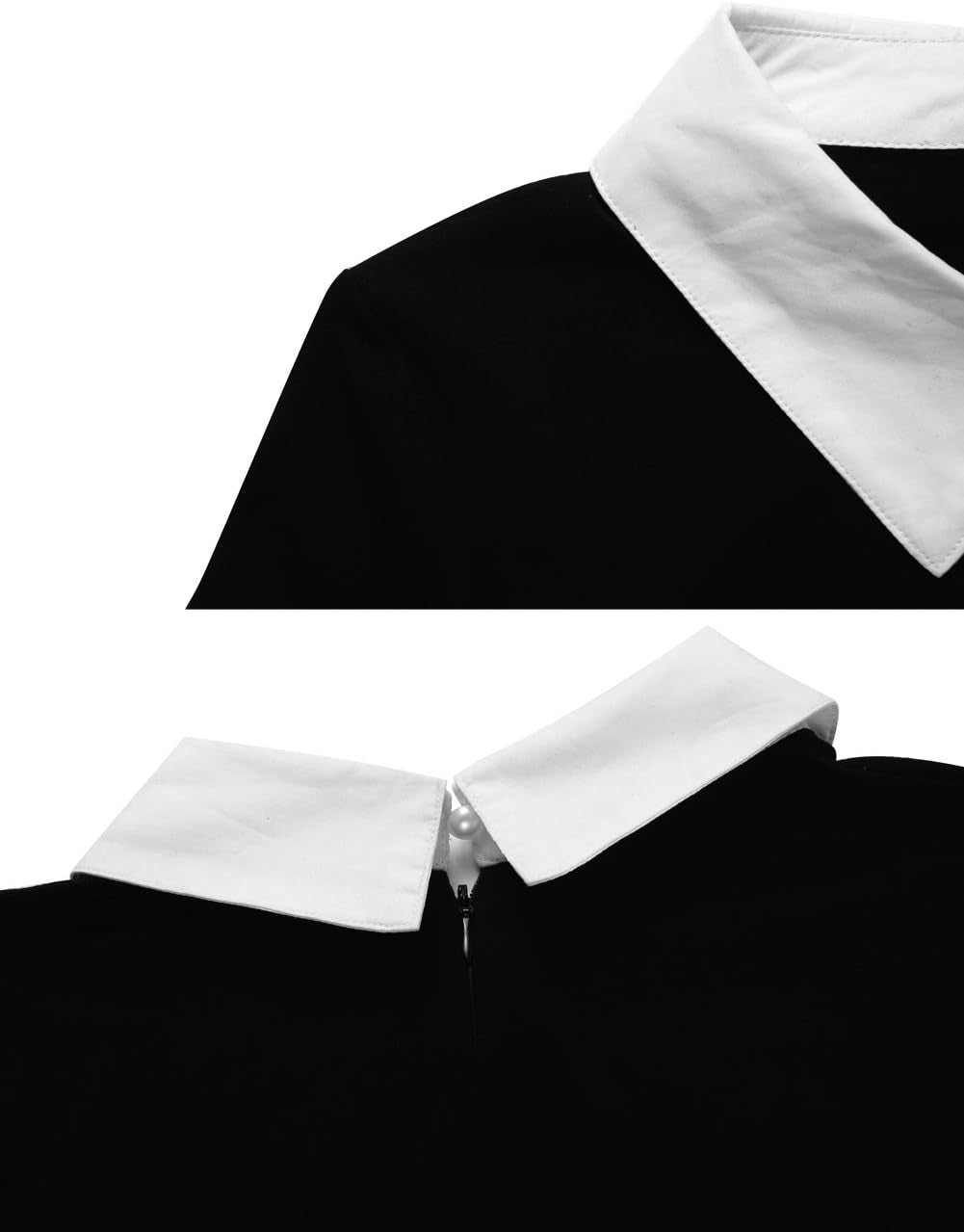 Chic Women's Long Sleeve Fall Dress 2025 - Casual Peter Pan Collar A-Line Skater Goth Style