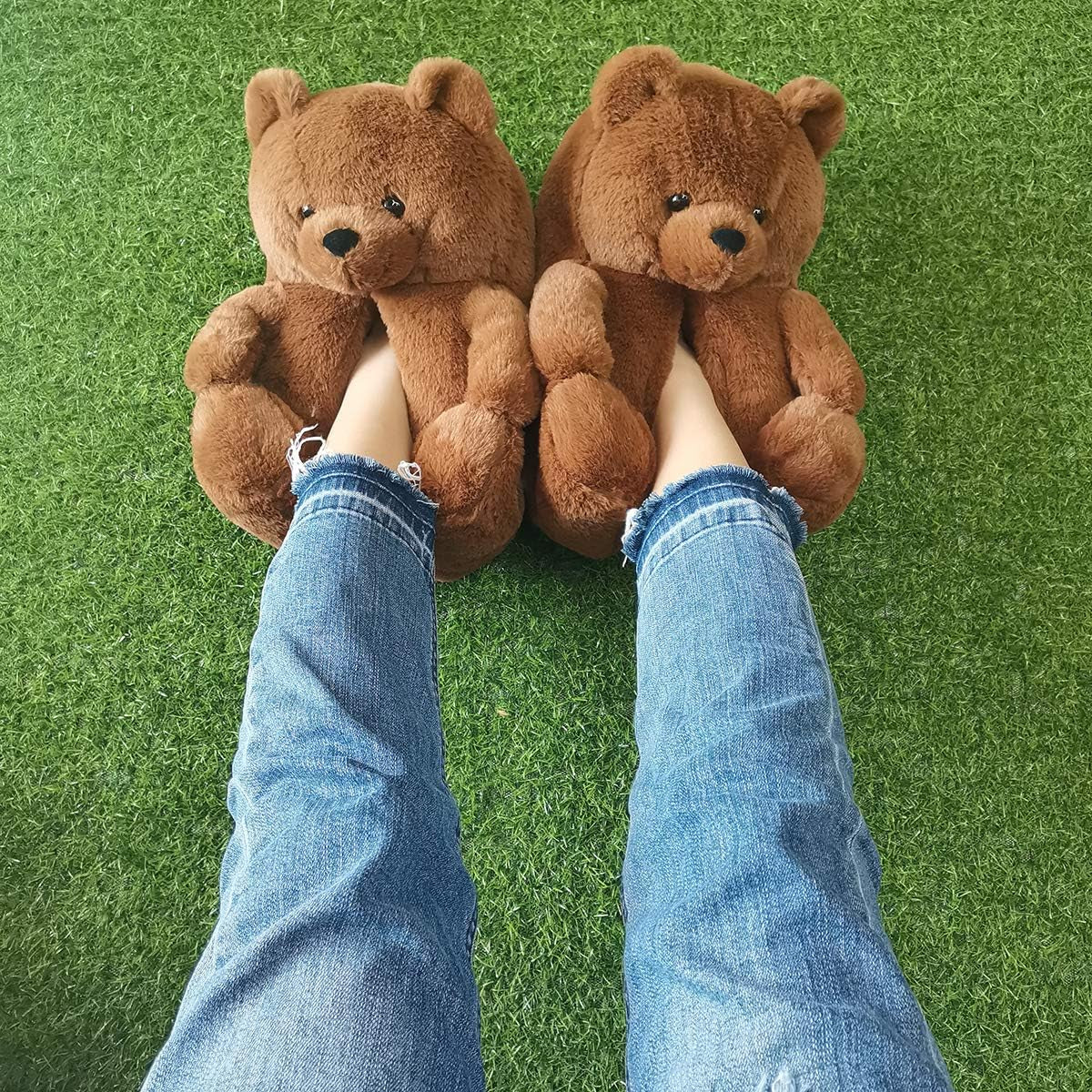 Women'S Plush Teddy Bear Slippers Home Indoor Soft Anti-Slip Cute Winter Warm Floor Shoes Slippers Cartoon